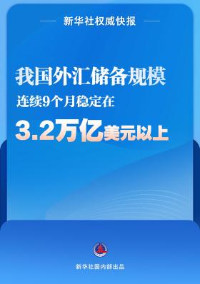 我国外汇储备规模连续9个月稳定在3.2万亿美元以上-图1